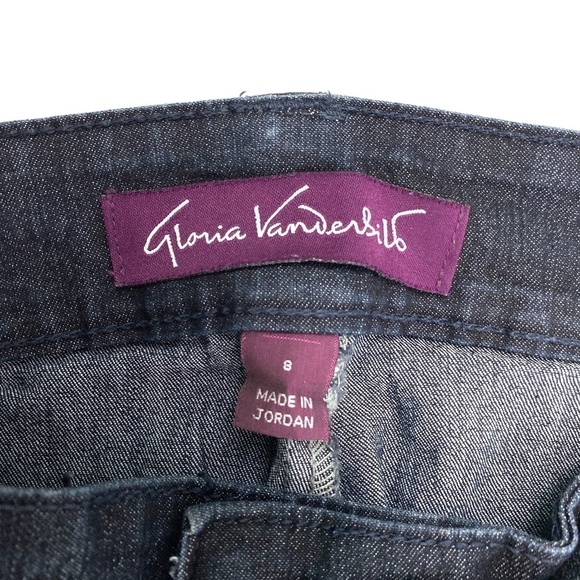 Gloria Vanderbilt Brielle Cuffed Capri Women's size 8 Dark Wash Blue Denim Jeans - Picture 3 of 4